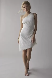 UO Michelle Lace Asymmetrical One-Shoulder Mini Dress