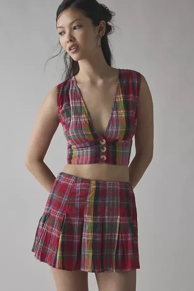 BDG Picnic Plaid Vest Top & Mini Skort Set