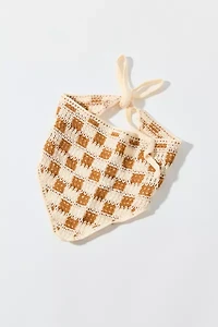 Valerie Checkered Crochet Triangle Headscarf