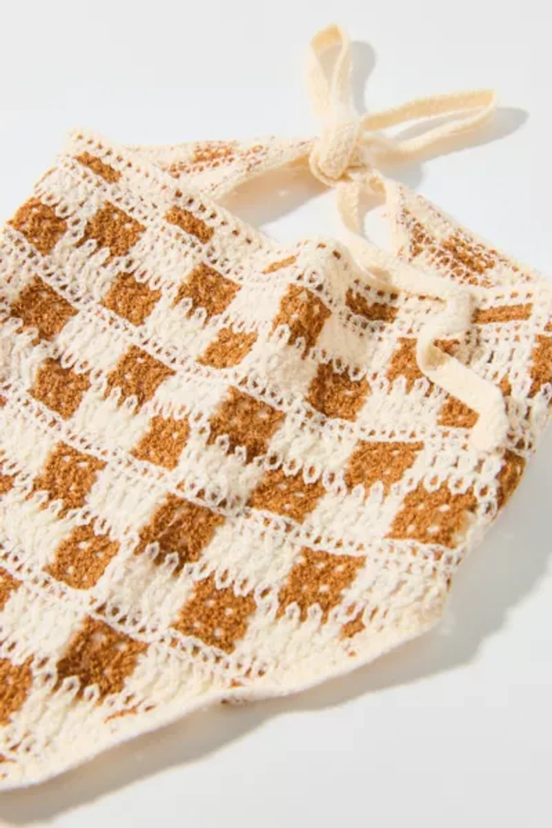 Valerie Checkered Crochet Triangle Headscarf