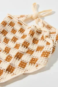 Valerie Checkered Crochet Triangle Headscarf