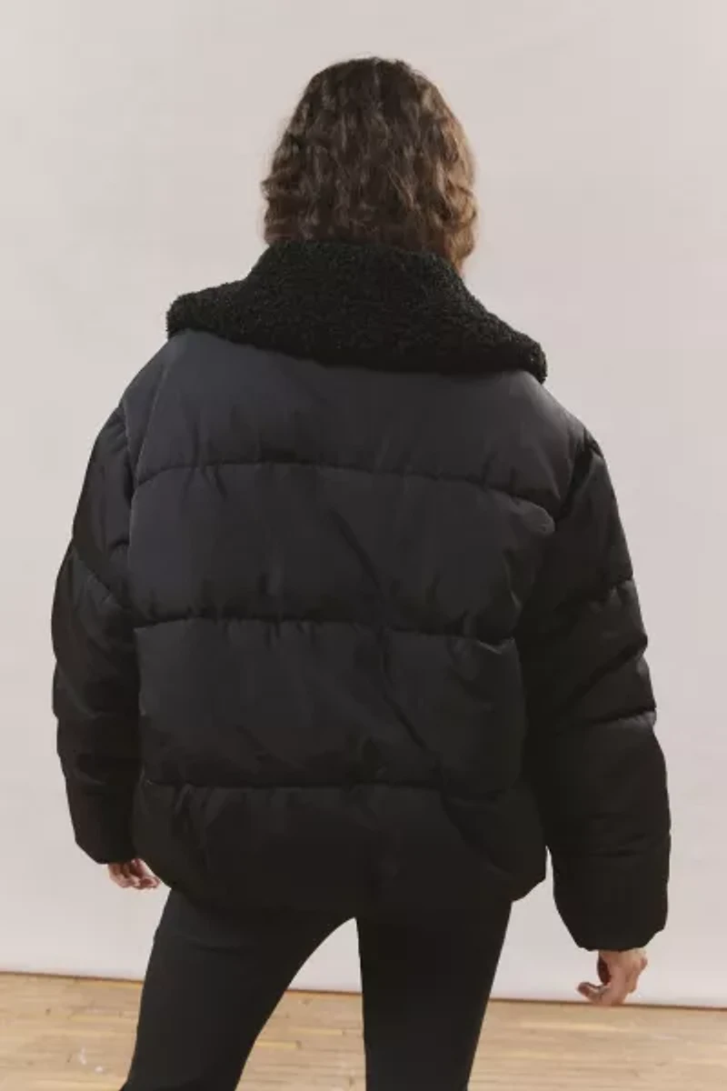 Duckie Faux Shearling Collar Puffer Jacket