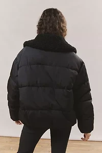 Duckie Faux Shearling Collar Puffer Jacket