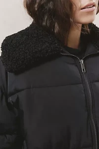 Duckie Faux Shearling Collar Puffer Jacket