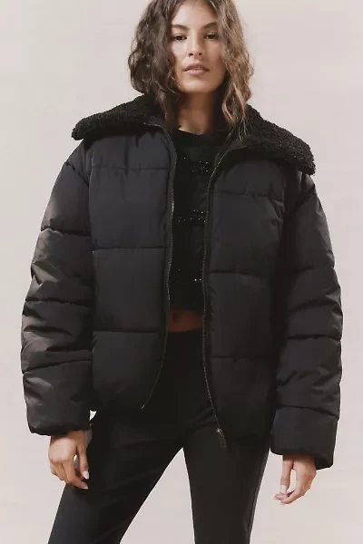 Duckie Faux Shearling Collar Puffer Jacket
