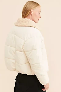 Duckie Faux Shearling Collar Puffer Jacket