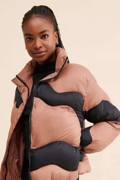 Native Youth Wave Colorblock Oversized Puffer