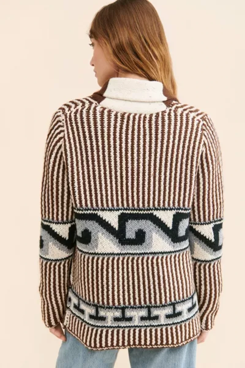 BDG Tate Printed Zip-Up Cardigan