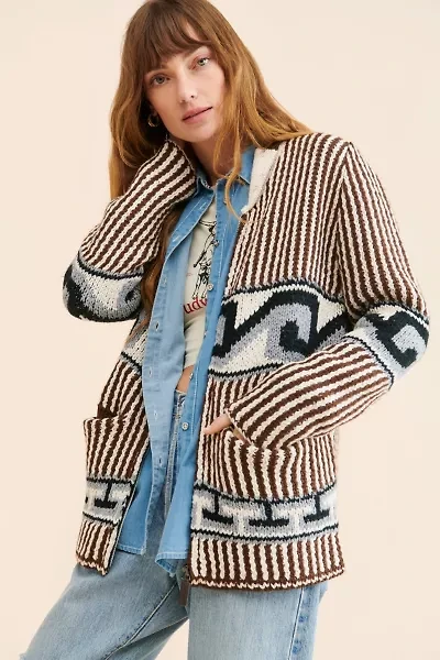 BDG Tate Printed Zip-Up Cardigan