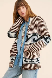 BDG Tate Printed Zip-Up Cardigan