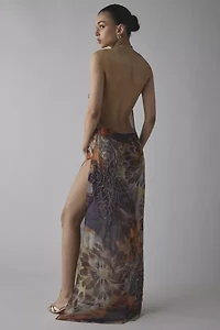 Jaded London Dahlia Cowl Neck Hand-Beaded Chiffon Maxi Dress