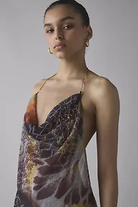 Jaded London Dahlia Cowl Neck Hand-Beaded Chiffon Maxi Dress