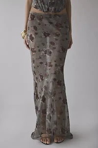 Jaded London Cibele Semi-Sheer Floral Organza Maxi Skirt