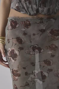 Jaded London Cibele Semi-Sheer Floral Organza Maxi Skirt