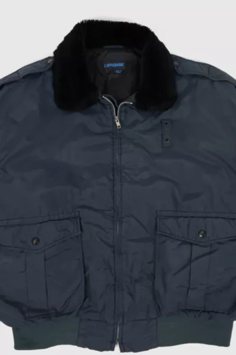 Vintage Full Zip Faux Fur Collar Jacket