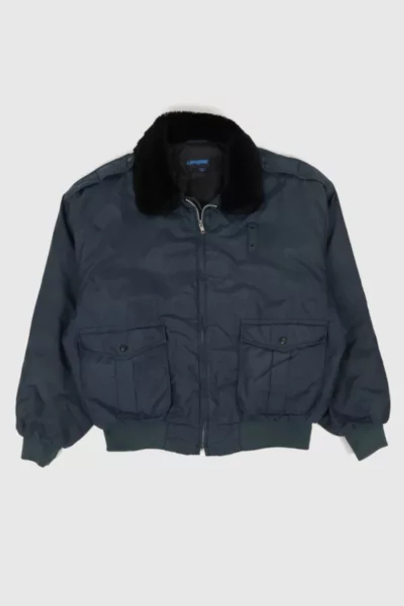 Vintage Full Zip Faux Fur Collar Jacket