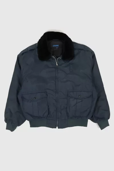 Vintage Full Zip Faux Fur Collar Jacket