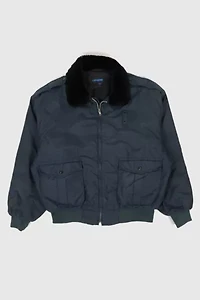 Vintage Full Zip Faux Fur Collar Jacket