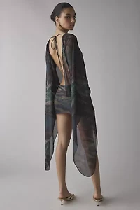 Jaded London Draped XXL Sleeve Semi-Sheer Mini Dress