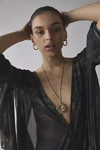 Jaded London Draped XXL Sleeve Semi-Sheer Mini Dress