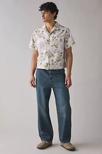BDG Floral Washed Cotton Short Sleeve Collared Shirt