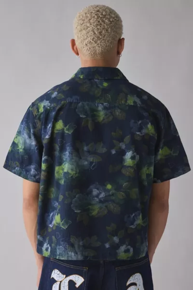 BDG Floral Washed Cotton Short Sleeve Shirt