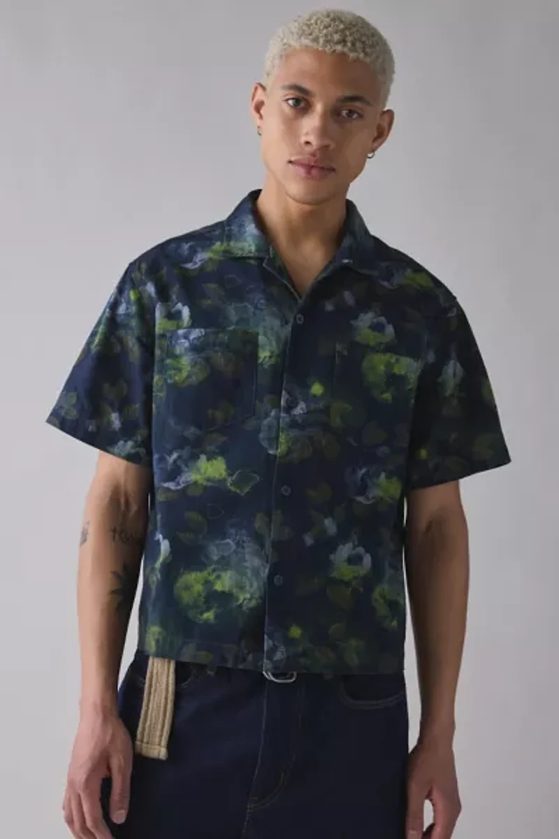 BDG Floral Washed Cotton Short Sleeve Shirt