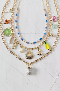 Tapas Triple Layering Charm Necklace Set