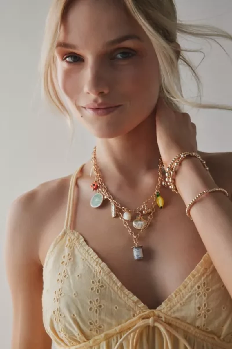 Tapas Triple Layering Charm Necklace Set
