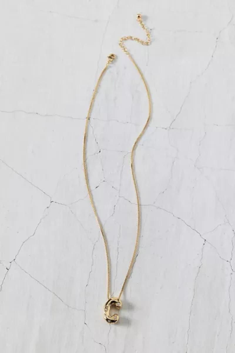 14k Gold Plated Rhinestone Bubble Initial Charm Necklace