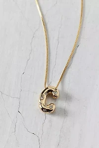 14k Gold Plated Rhinestone Bubble Initial Charm Necklace