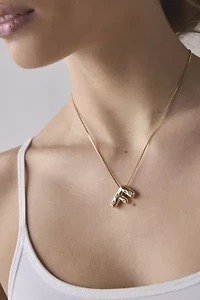 14k Gold Plated Rhinestone Bubble Initial Charm Necklace