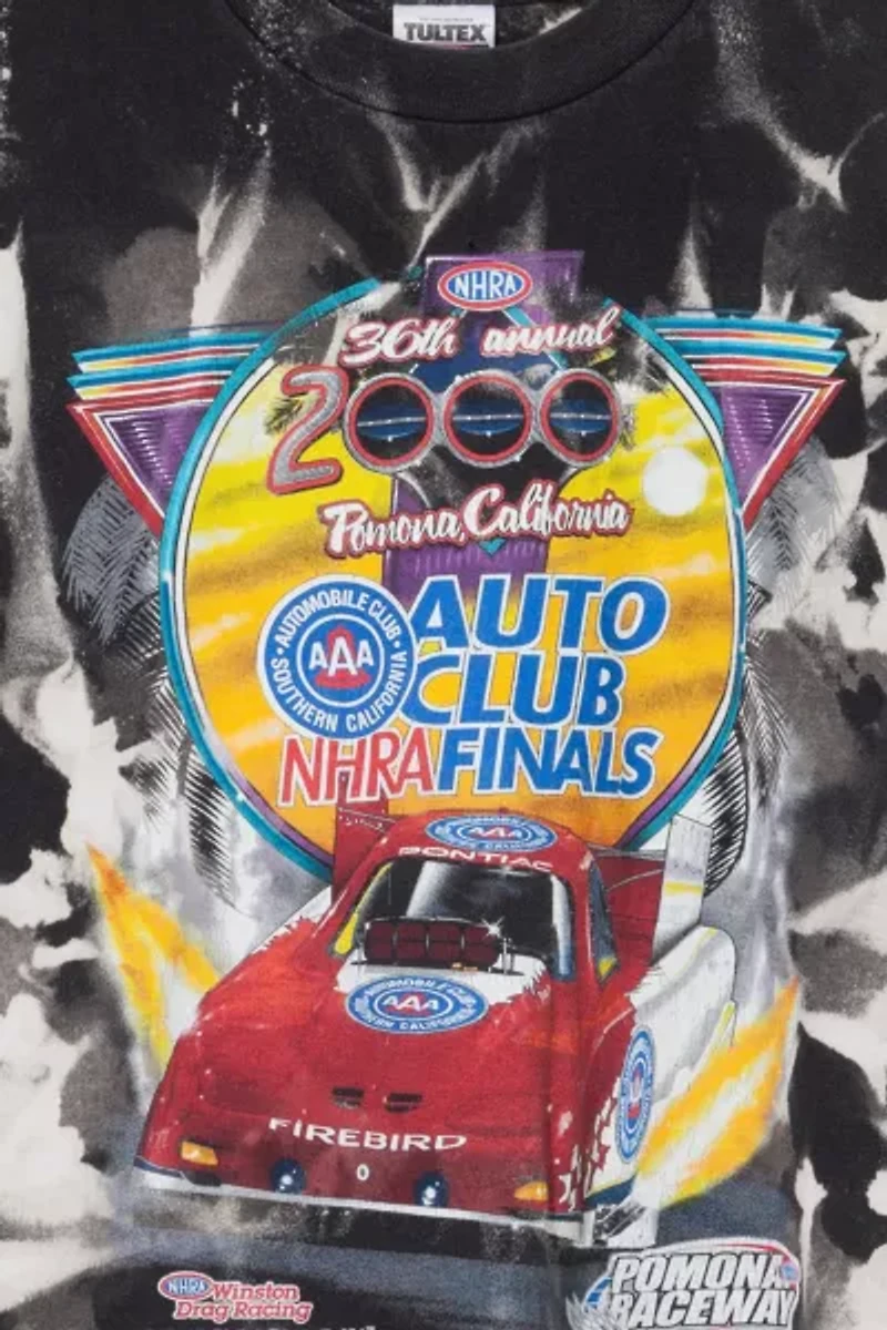 Vintage Y2K NHRA Finals Black Bleached Graphic T-Shirt