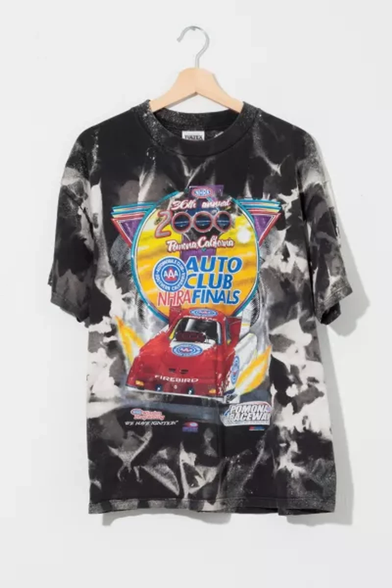 Vintage Y2K NHRA Finals Black Bleached Graphic T-Shirt