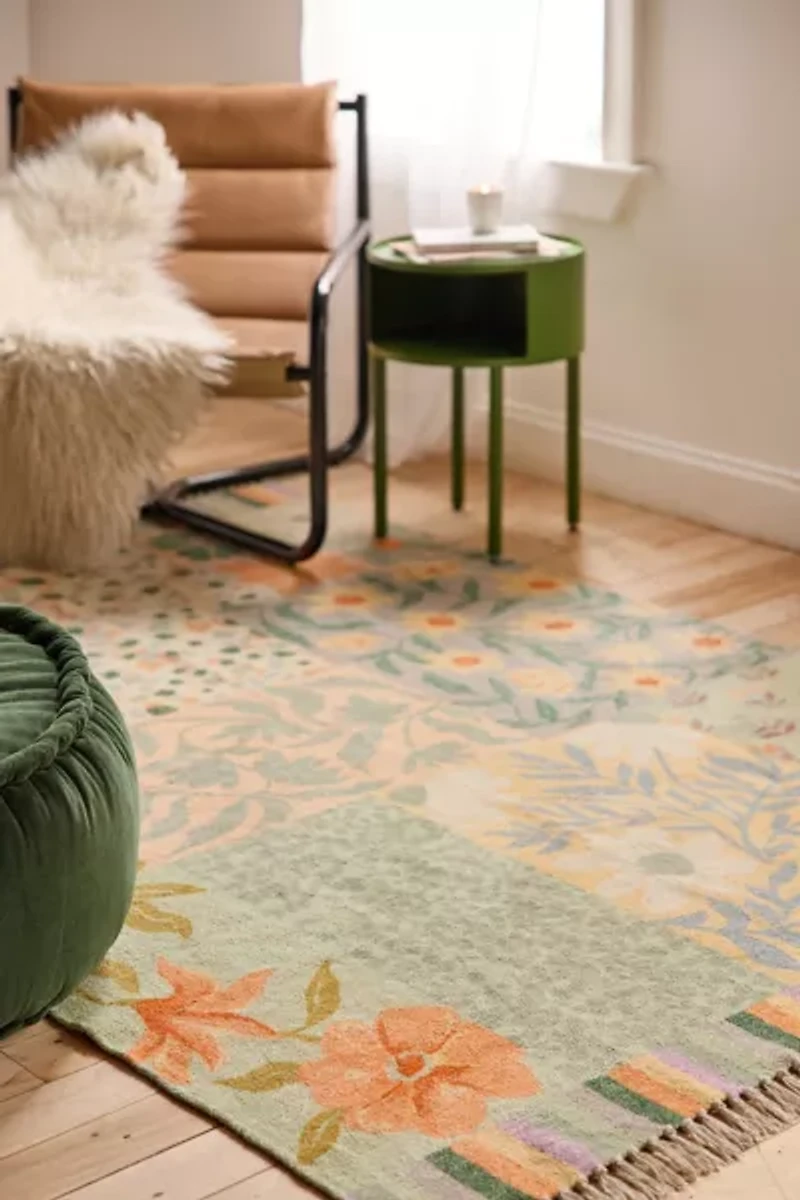 Emma Floral Patchwork Digital Printed Chenille Rug