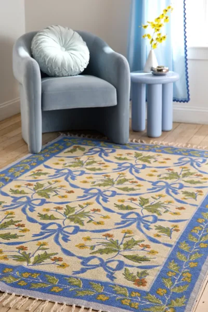 Bow Demask Screen Printed Rug
