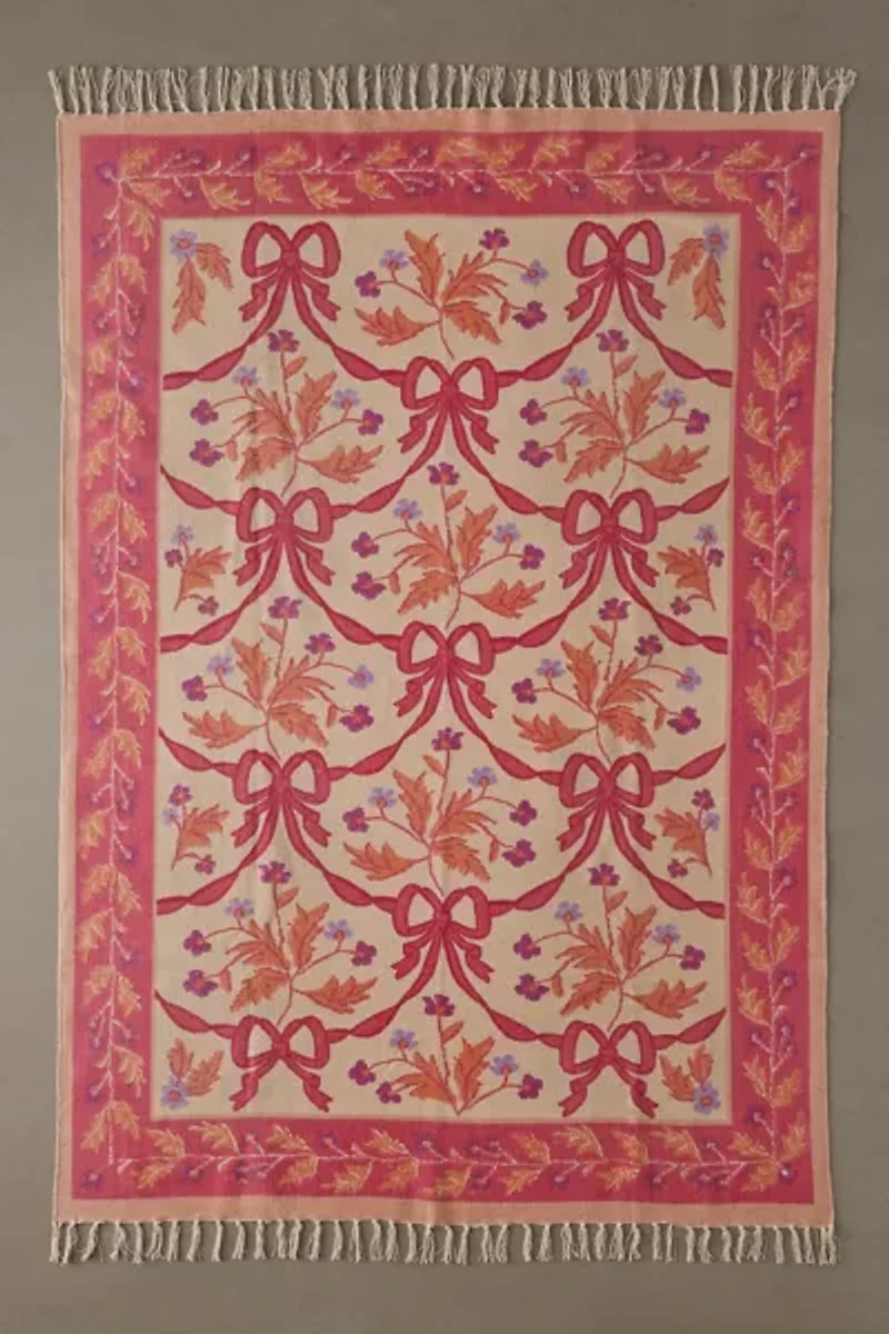 Bow Demask Screen Printed Rug