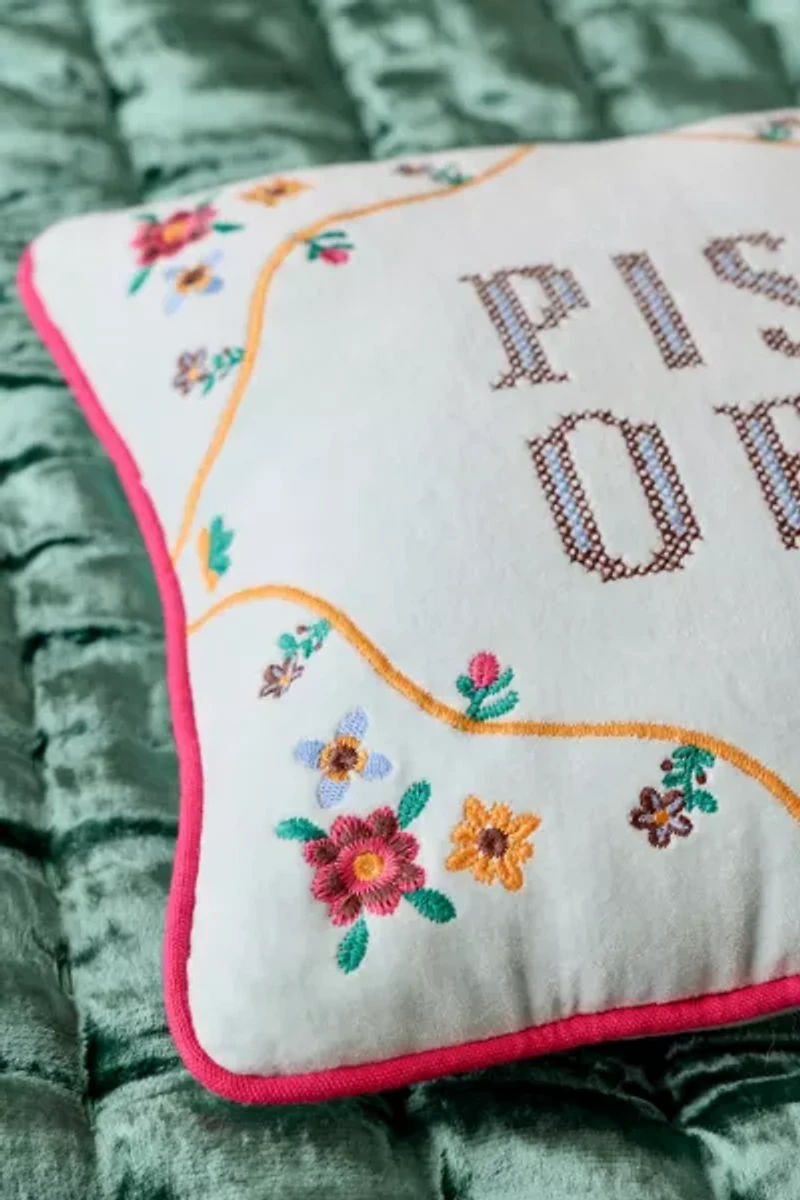 Cheeky Slogan Velvet Embroidered Throw Pillow