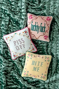 Cheeky Slogan Velvet Embroidered Throw Pillow