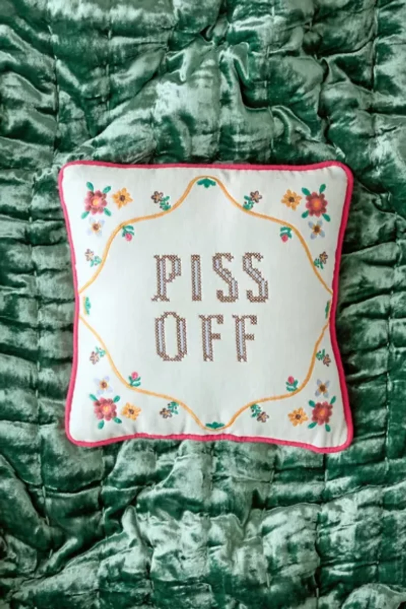 Cheeky Slogan Velvet Embroidered Throw Pillow