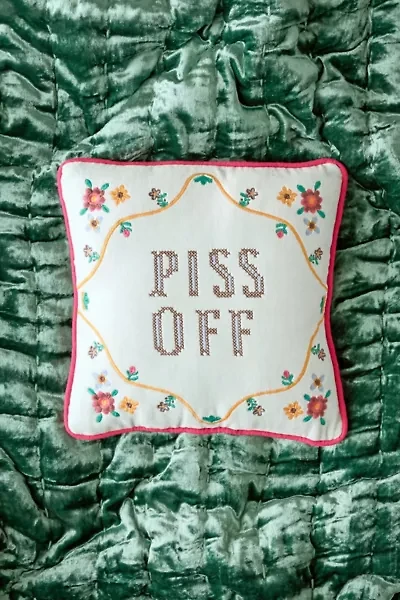 Cheeky Slogan Velvet Embroidered Throw Pillow