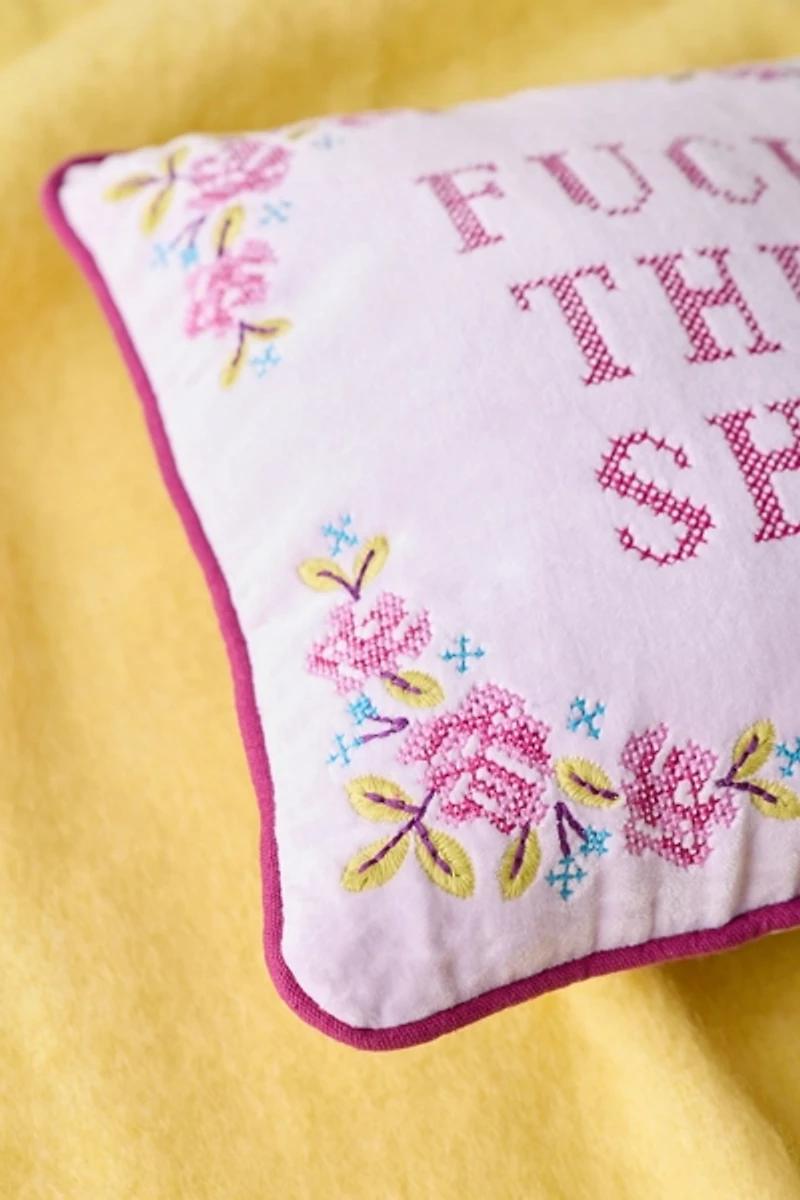 Cheeky Slogan Velvet Embroidered Throw Pillow