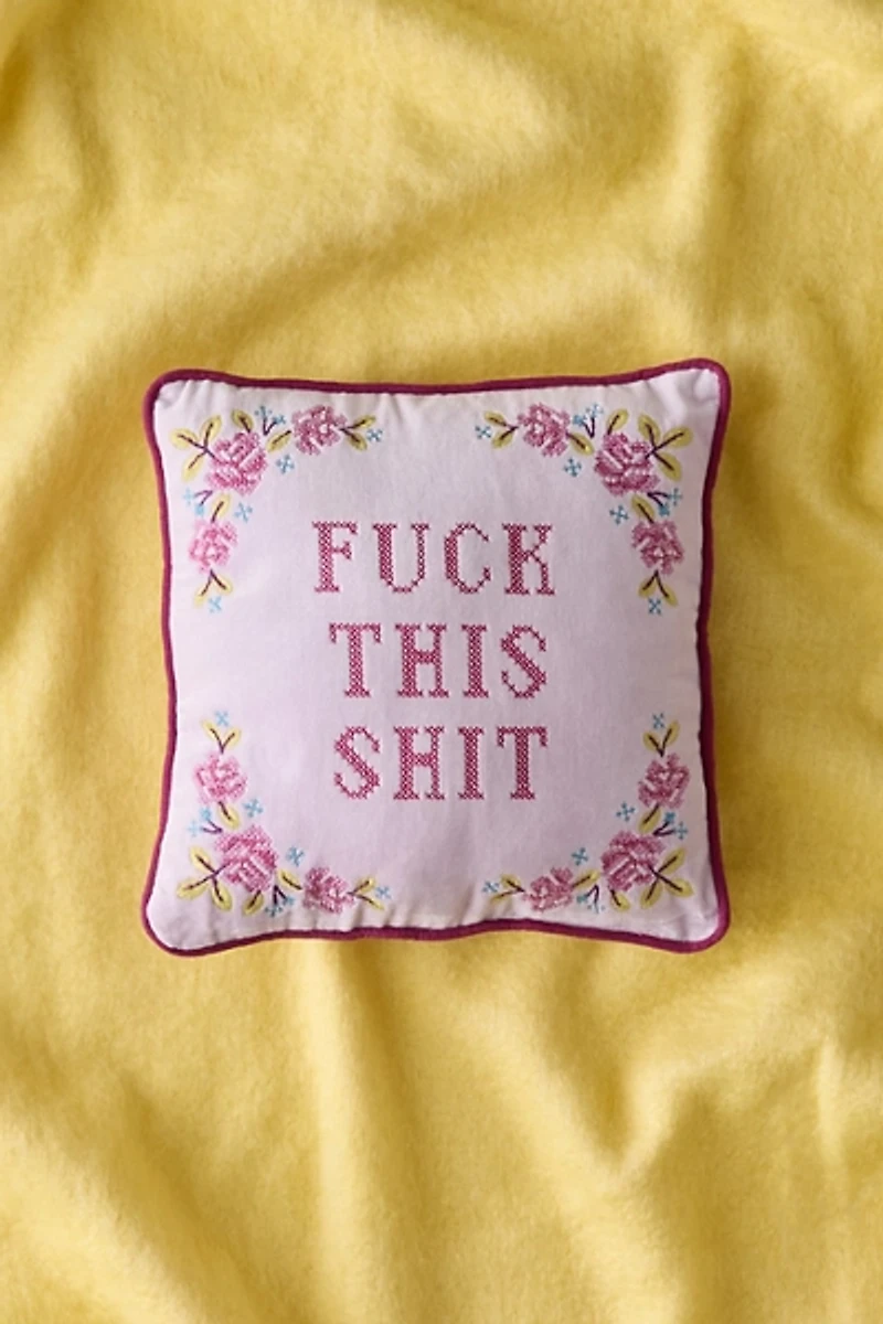 Cheeky Slogan Velvet Embroidered Throw Pillow