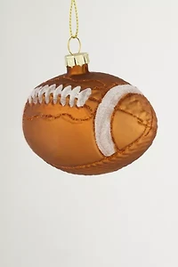 Football Glittered Glass Ornament