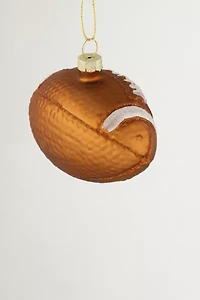 Football Glittered Glass Ornament