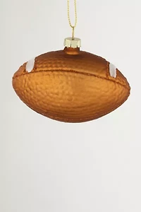 Football Glittered Glass Ornament
