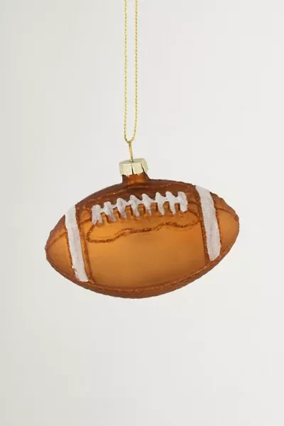 Football Glittered Glass Ornament
