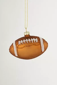 Football Glittered Glass Ornament