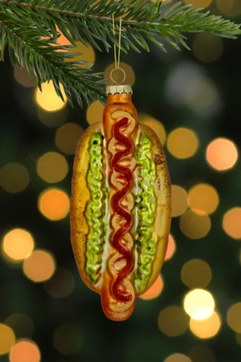 Hot Dog Glass Ornament