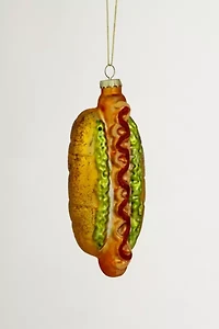 Hot Dog Glass Ornament